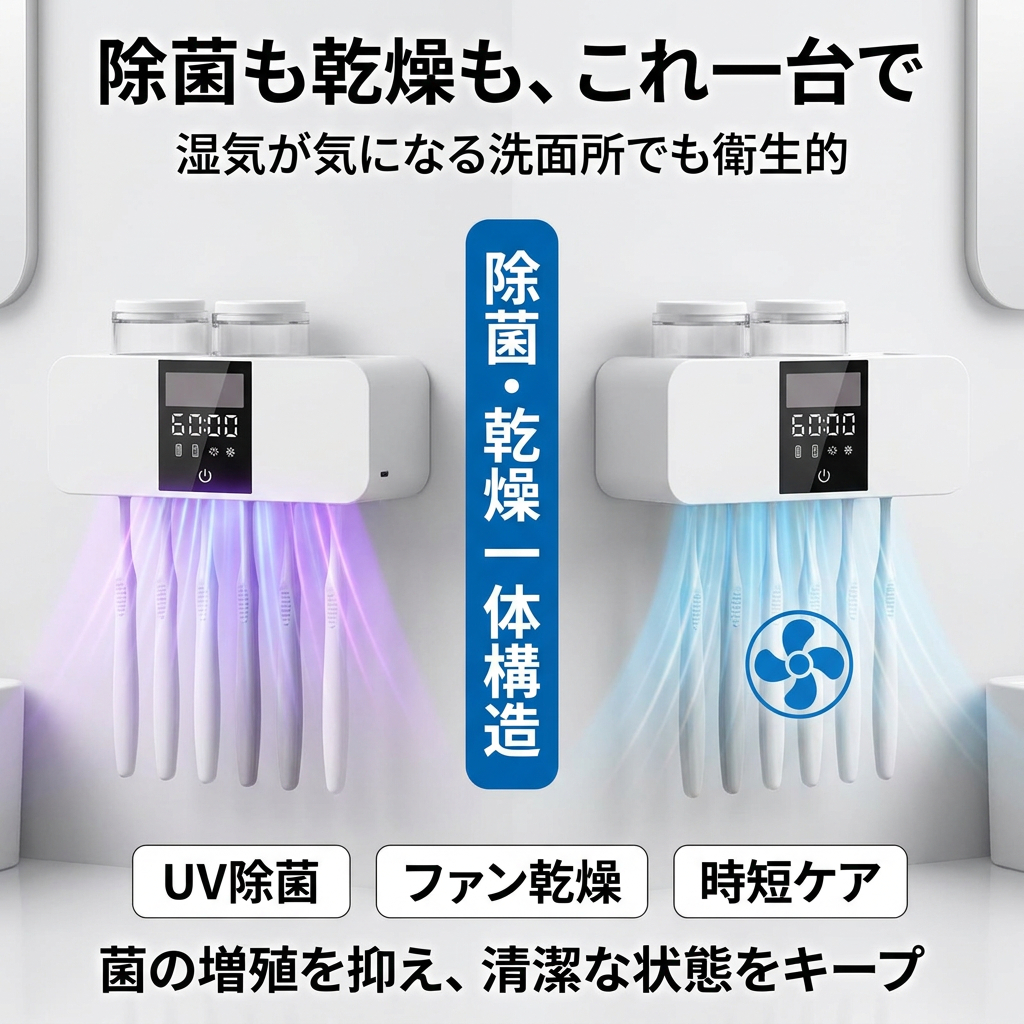 歯ブラシ 除菌 歯ブラシ除菌器 歯ブラシホルダー 歯ブラシ除菌機 壁掛け UV除菌 収納 おしゃれ