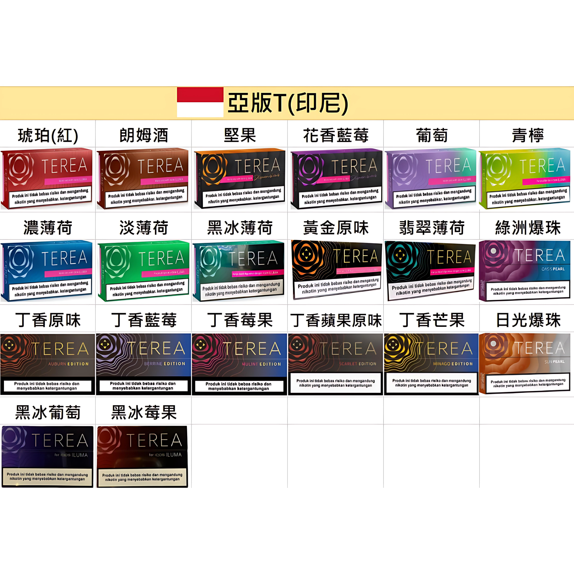 TEREA 亞洲版加熱煙彈（印T）｜專為IQOS ILUMA設計｜多款亞洲限定口味