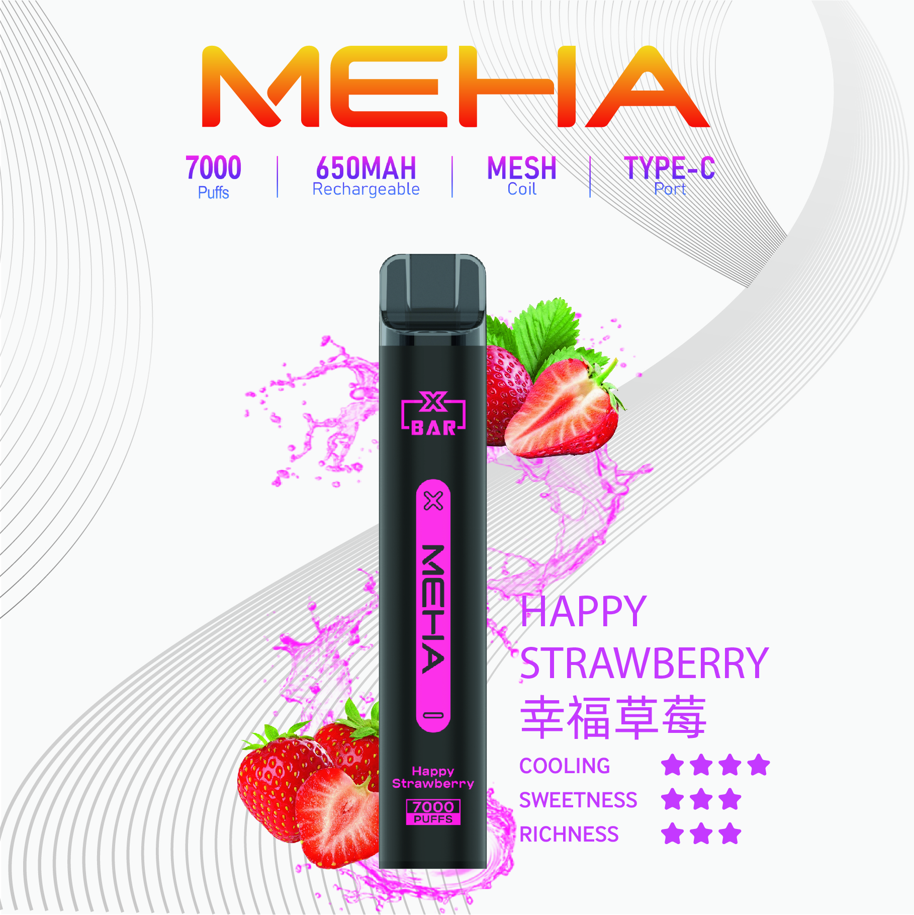 Meha 魅嗨7000口一次性電子煙 | 台灣現貨抛棄式 16種口味