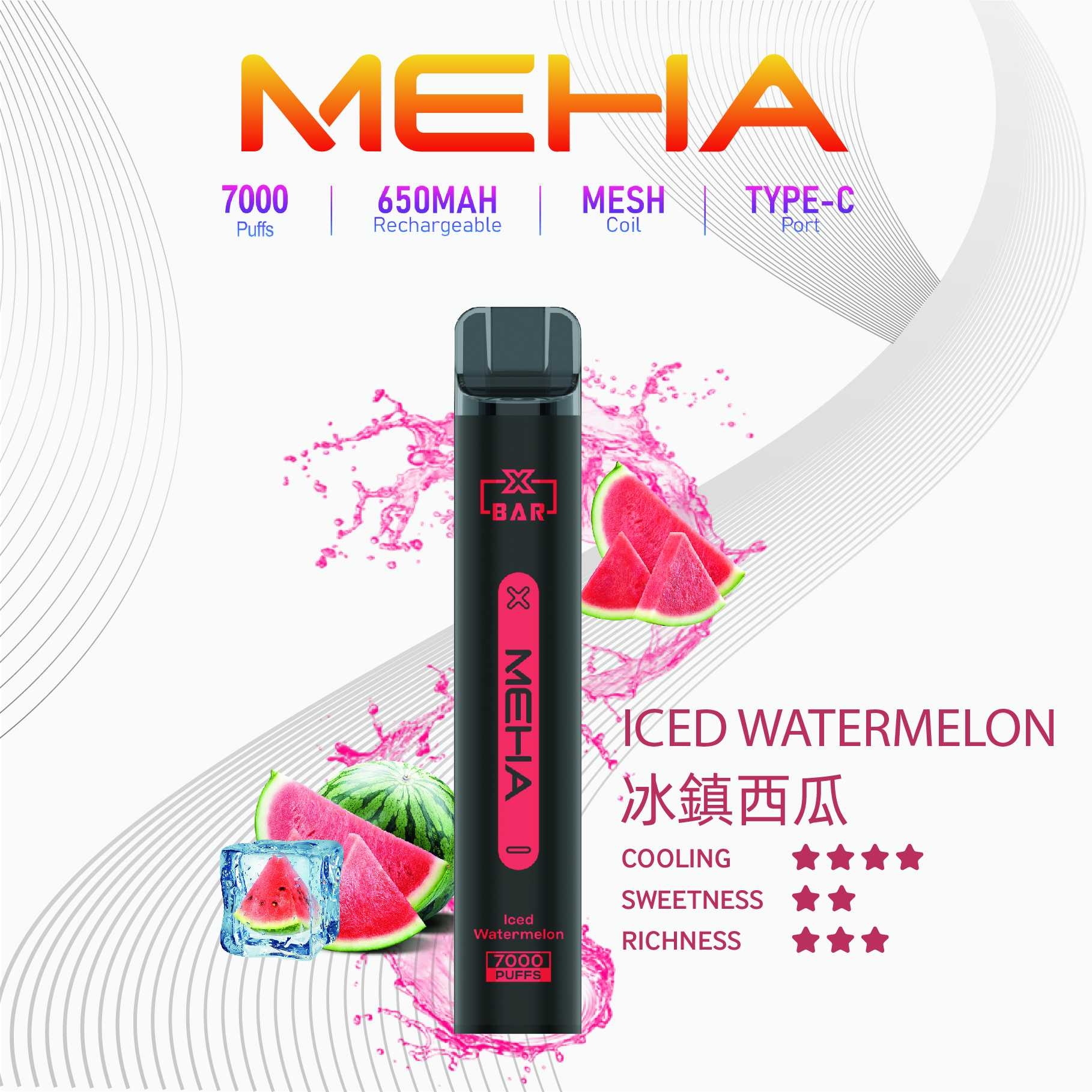 Meha 魅嗨7000口一次性電子煙 | 台灣現貨抛棄式 16種口味