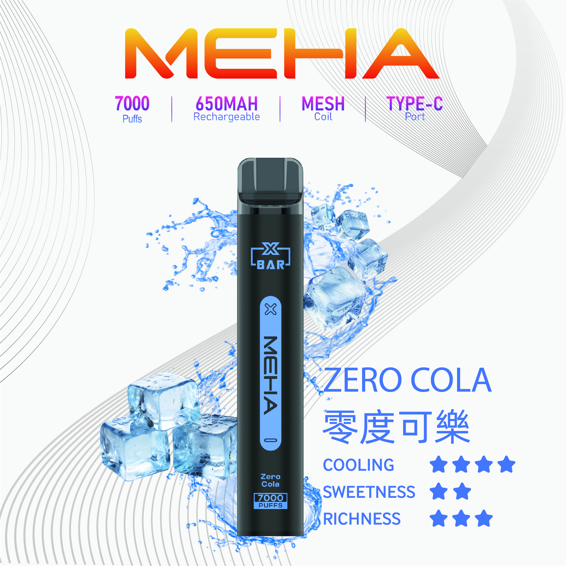 Meha 魅嗨7000口一次性電子煙 | 台灣現貨抛棄式 16種口味