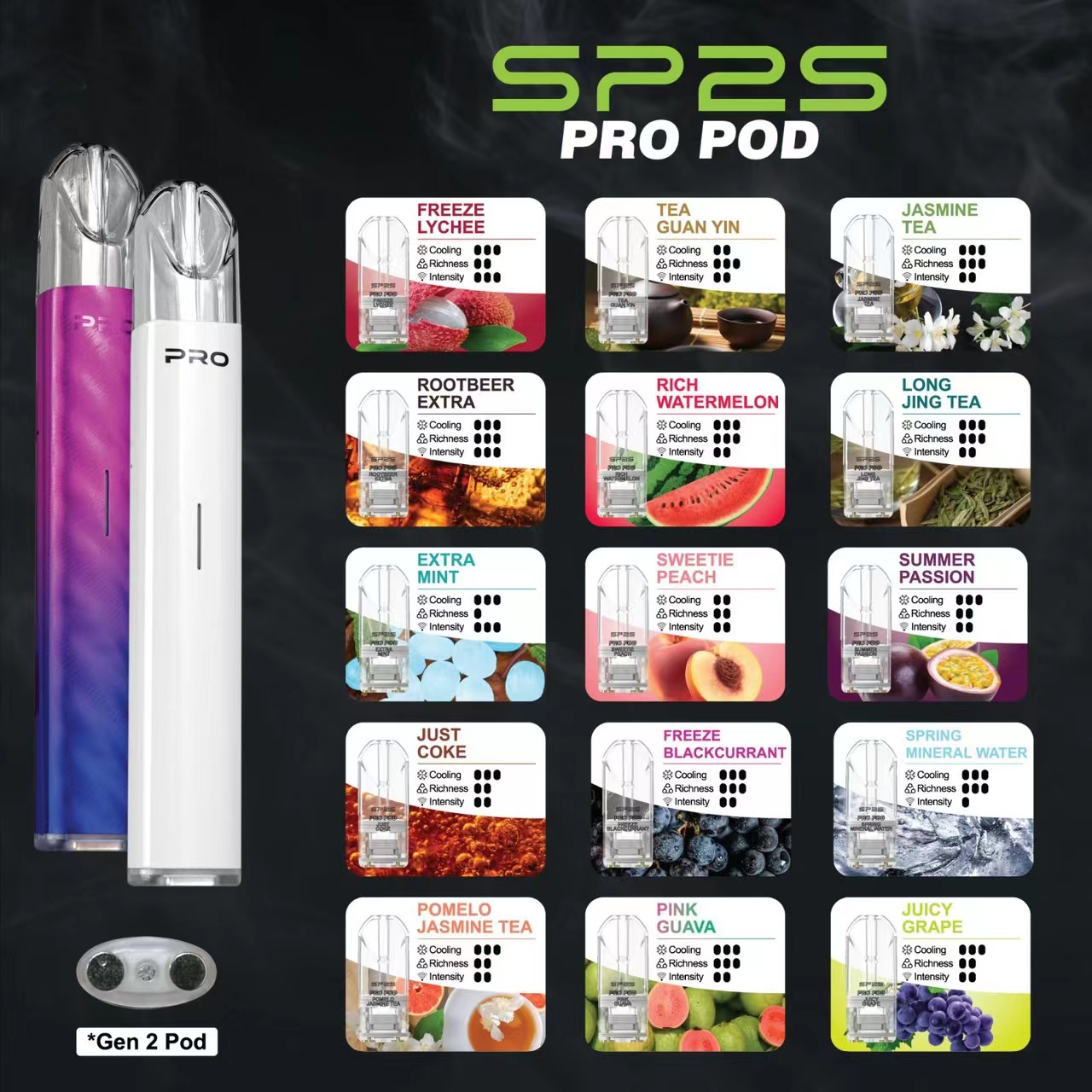 新sp2 pro煙彈 | 水果風味專屬體驗 | 兼容Relx、sp2s、Candy等一代主機