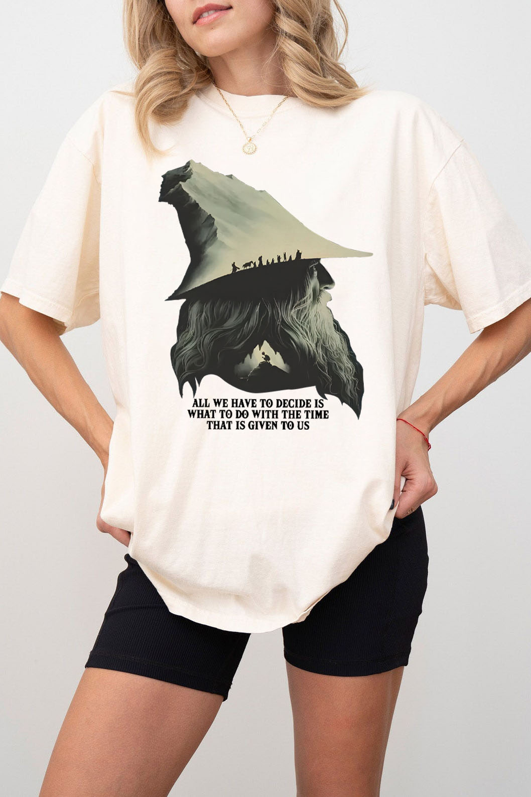 LOTR Gandalf Quote All We Have To Decide Front Vintage Shirt