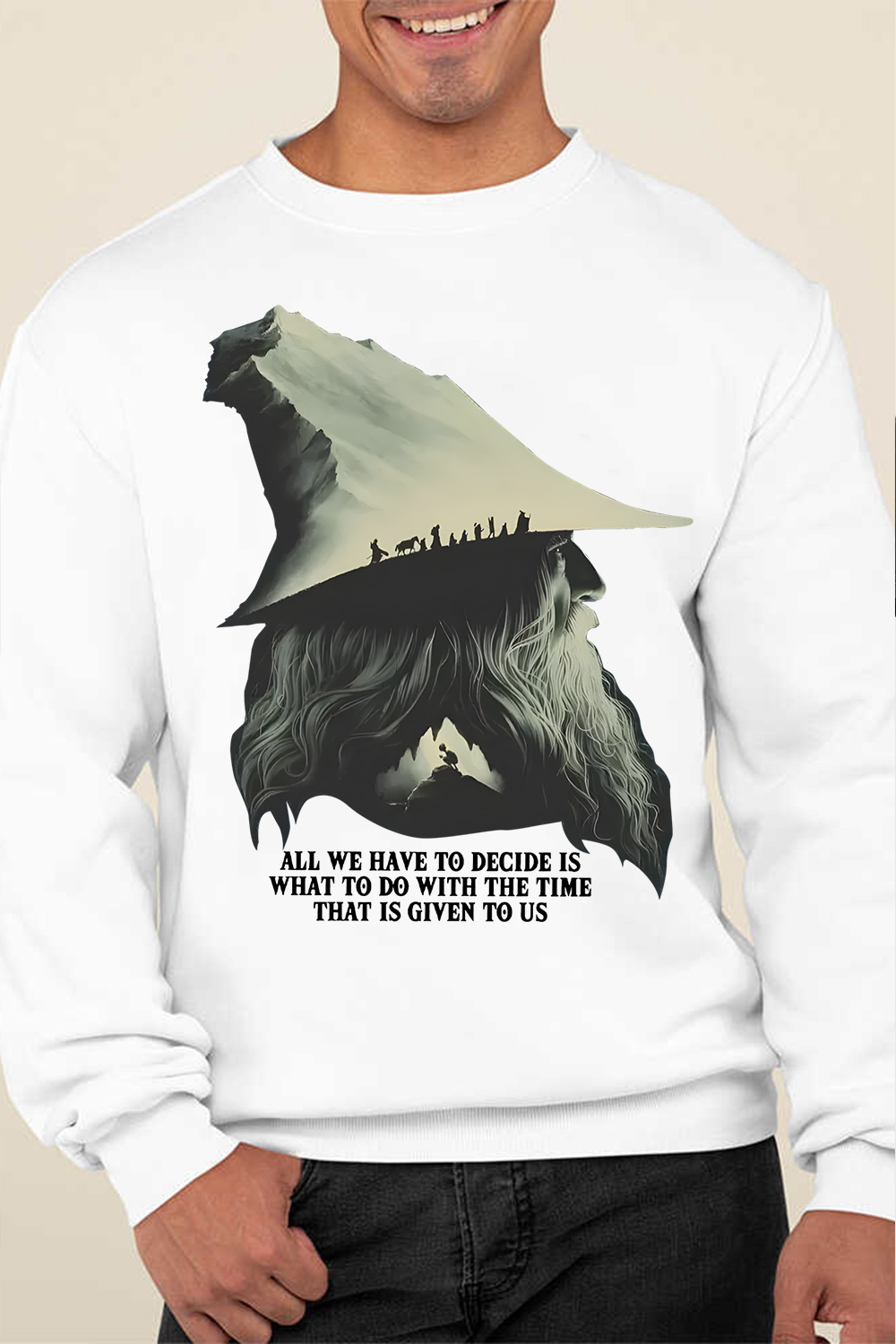 LOTR Gandalf Quote All We Have To Decide Front Vintage Shirt Sweatshirt- Men