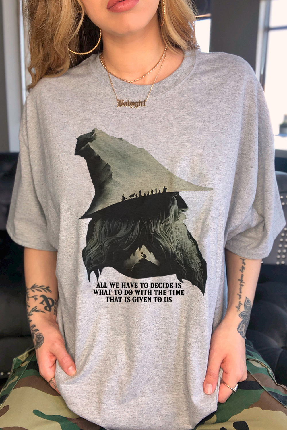 LOTR Gandalf Quote All We Have To Decide Front Vintage Shirt