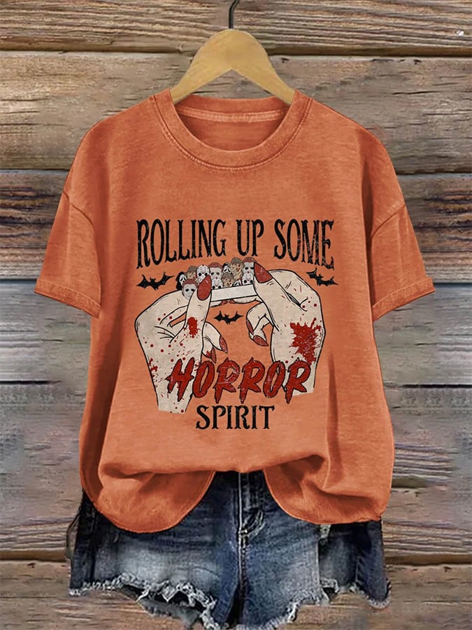 Women's Rolling Up Some Horror Spirit Spooky Season Halloween Art Print T-shirt