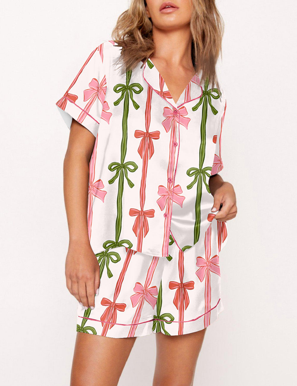 Women's Coquette Christmas Bows Print Pajama Set