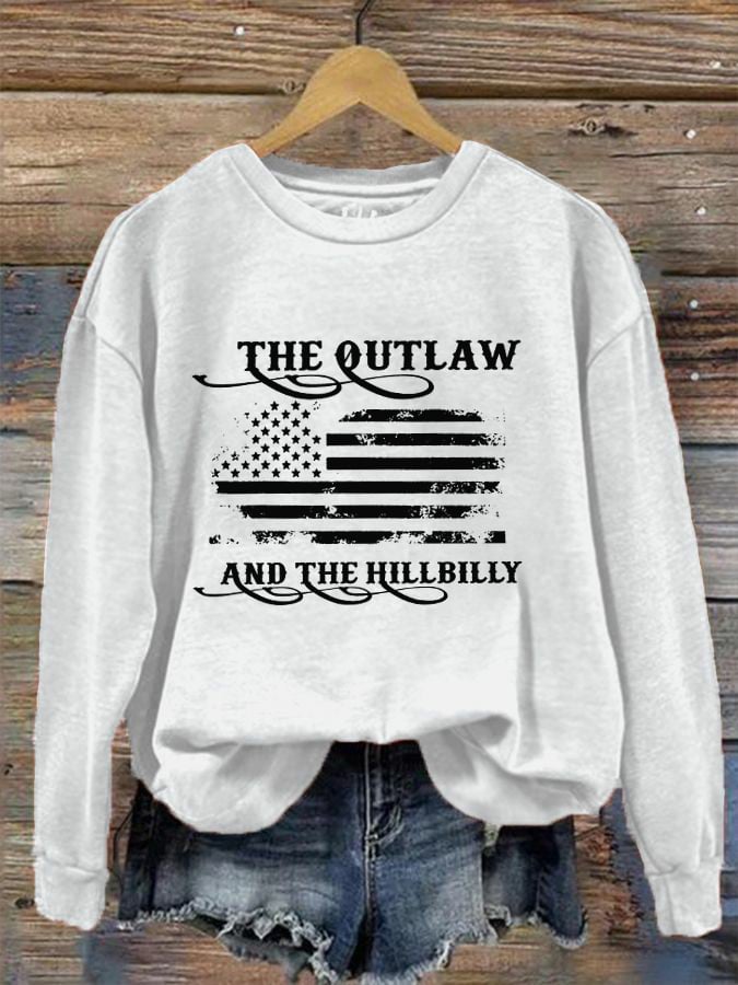 Women's The Outlaw and The Hillbilly Print Crew Neck Sweatshirt