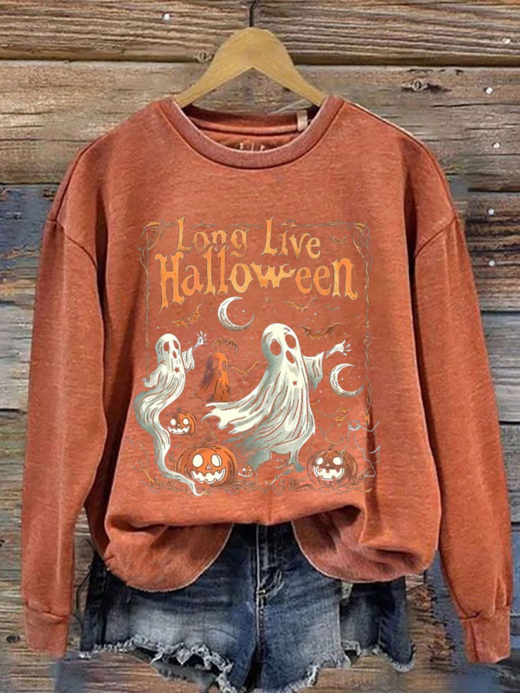 Women's Halloween Long Live Printed Sweatshirt