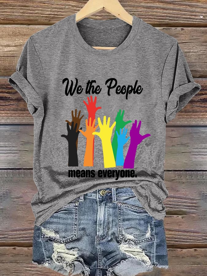 Women's We The People Means Everyone Printed Casual V Neck T-Shirt