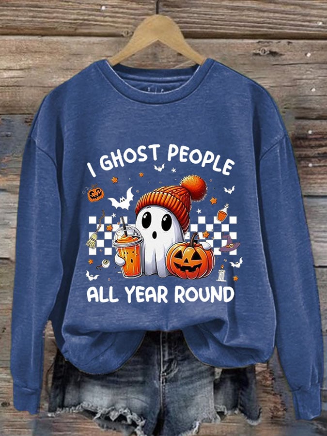 Women'S I Ghost People Halloween Print Sweatshirt