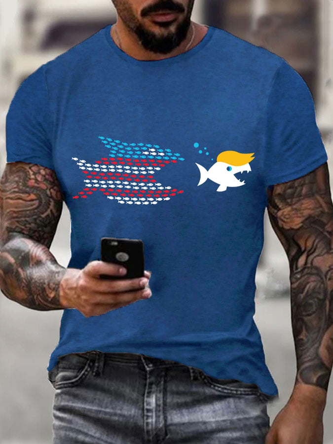 Men's Fun Fish Printed Casual T-shirt