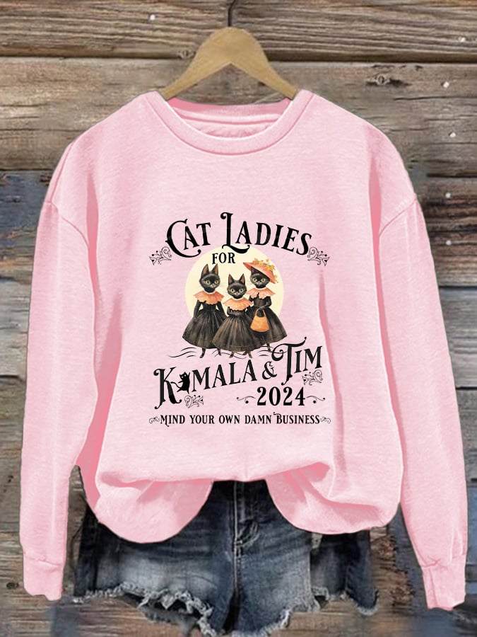 Women's Childless Cat Ladies Vintage Halloween Casual Sweatshirt