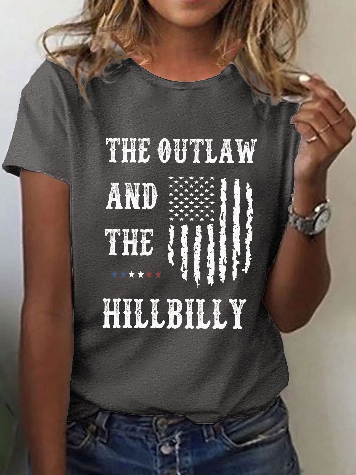 Women's The Outlaw and The Hillbilly Print Crew Neck T-Shirt