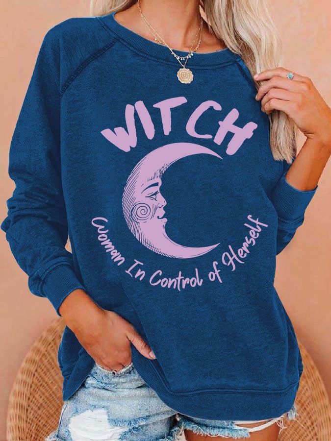 Women's Witch Woman In Total Control Of Herself Printed Long sleeve Sweatshirt