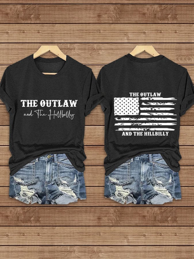 Women's I’m With The Outlaw And The Hillbilly Printed Crew Neck T-Shirt