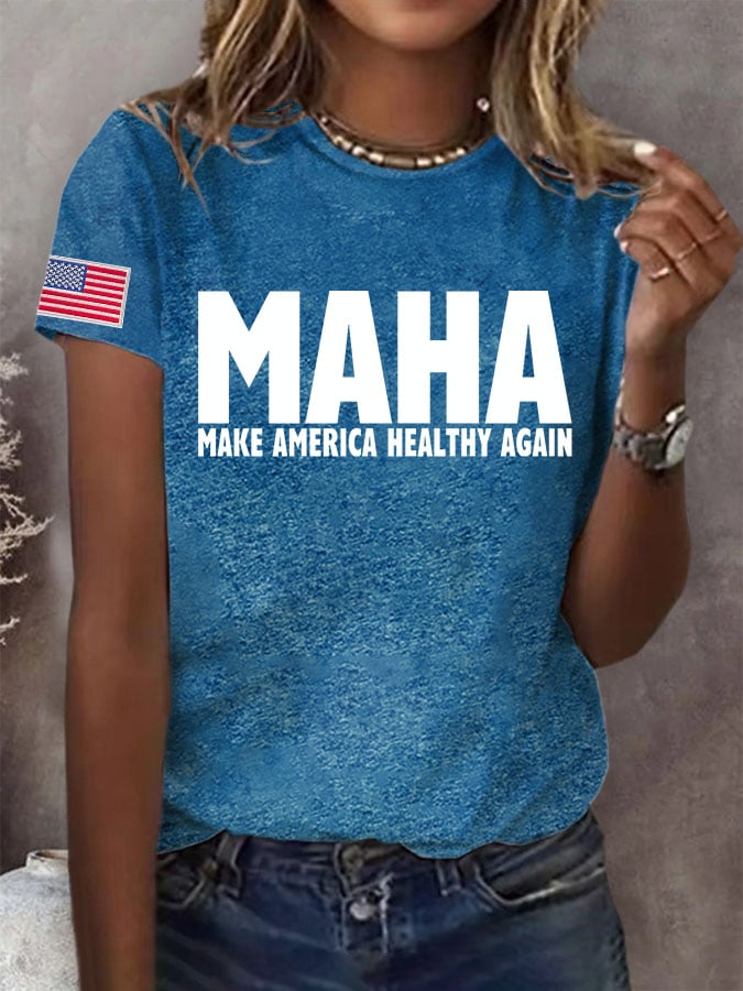 Women'S Maha Make America Healthy Again Printed T-Shirt