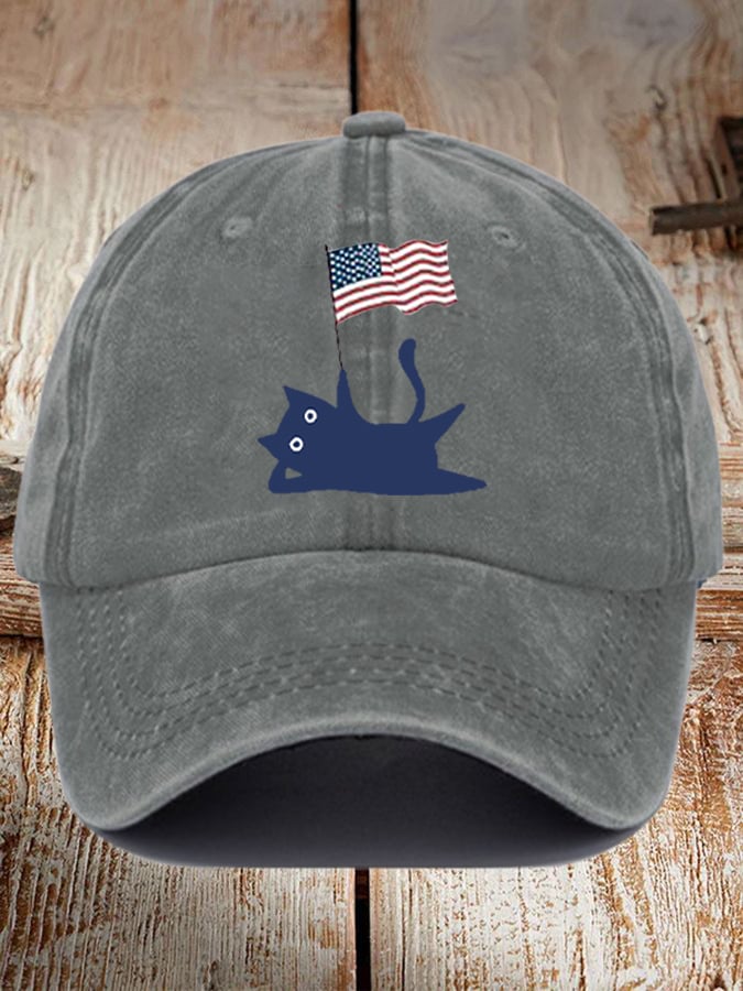 Unisex Cute Cat Flag Printed Hat