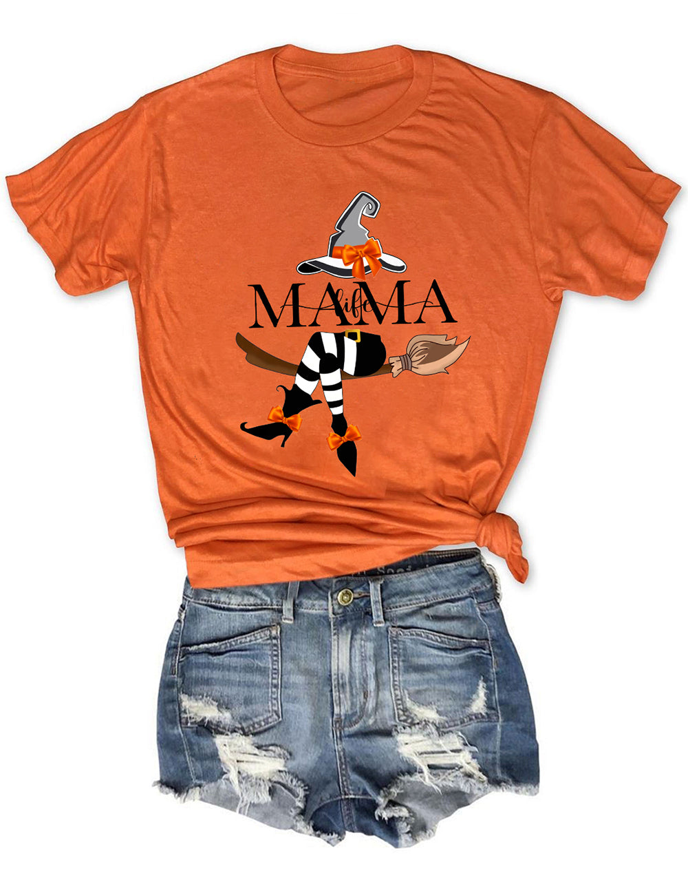 Women's Halloween Mama Life Witch Print T-Shirt