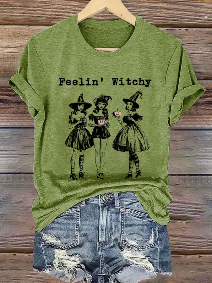 Women's Feelin' Witchy Printed Crew Neck T-Shirt