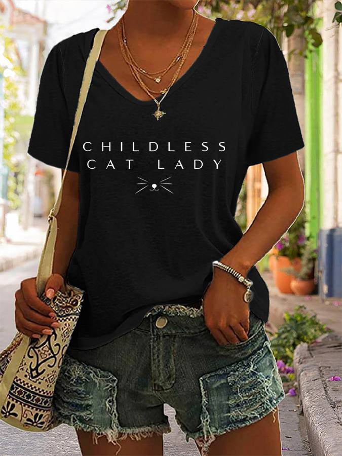 Women's Childless Cat Lady Print T-Shirt