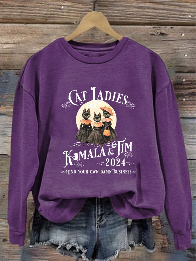 Women's Childless Cat Ladies Vintage Halloween Casual Sweatshirt