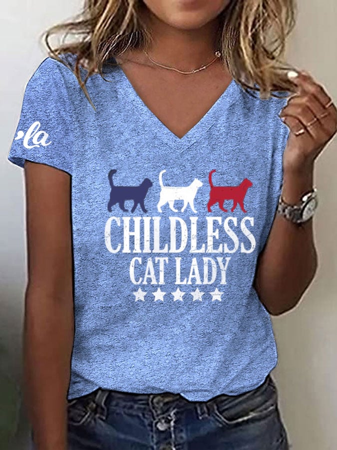 Women's Childless Cat Lady V-Neck Tee