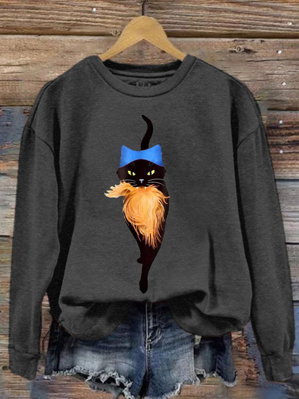 Women's Hat Cat&Orange Feminist Printed Sweatshirt