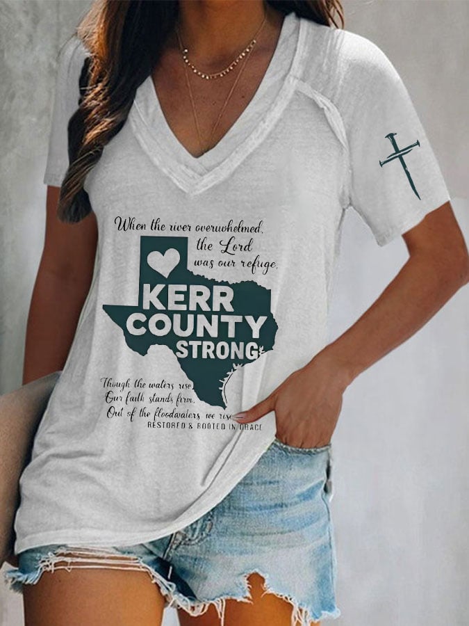 Women's Texas Flood KERRCOUNTY STRONG Print T-Shirt