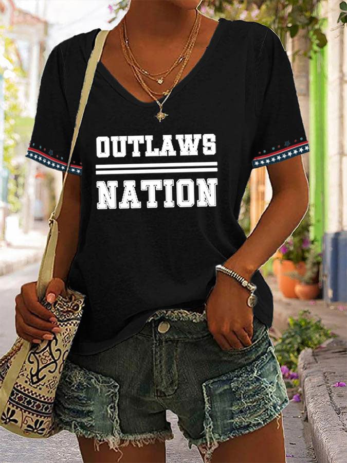Women's Outlaws Nation V-Neck Tee