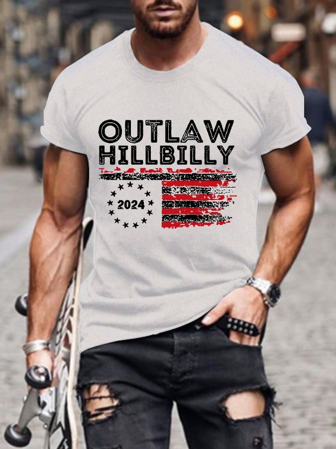 Men's The Outlaw and The Hillbilly Printed Casual T-Shirt