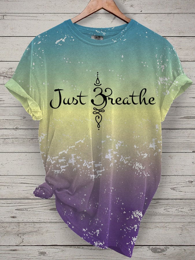 Women's Just Breathe Print Round Neck T-Shirt
