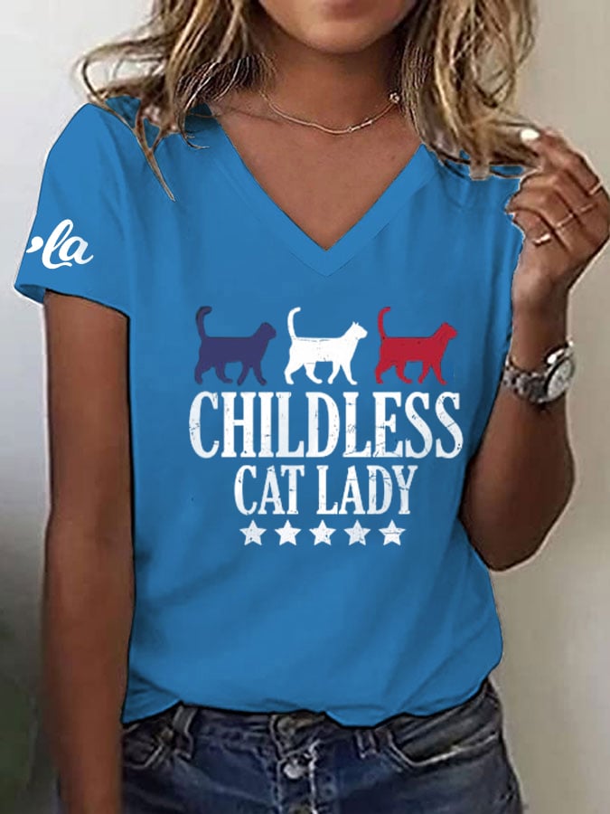 Women's Childless Cat Lady V-Neck Tee