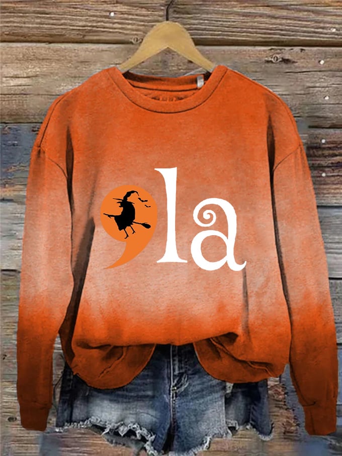 Women's Comma La Halloween Print Casual Sweatshirt