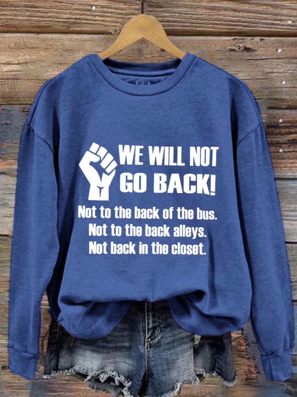 Women's We're Not Going Back Comma La Printed Sweatshirt