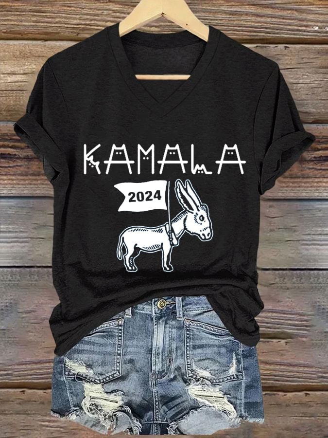 Women's Feminist Print Casual V-Neck T-Shirt