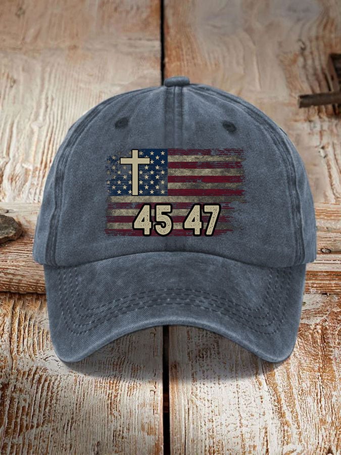 45 47 Cross Flag Printed Hat