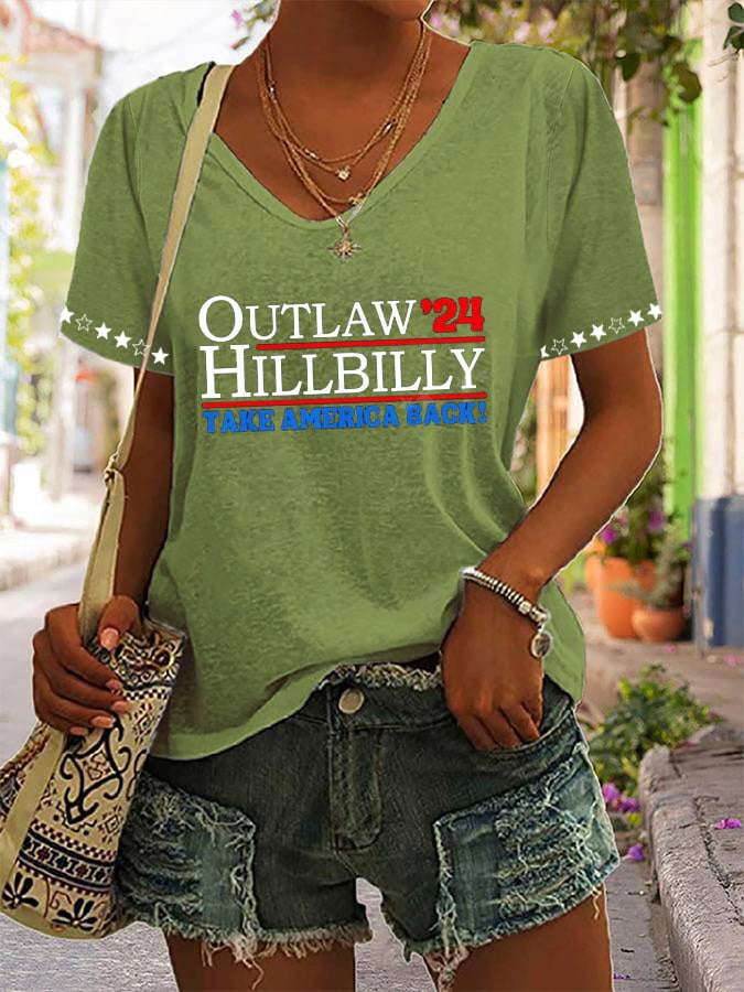 Women's  Outlaw 24 Hillbilly  Print Casual T-Shirt