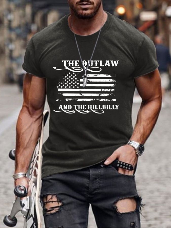 Men's The Outlaw and The Hillbilly Printed Casual T-Shirt