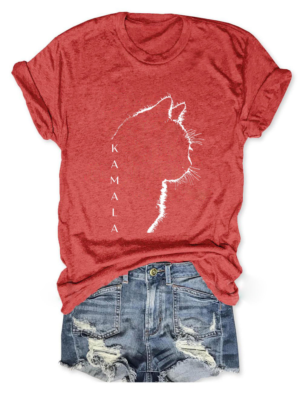 Women's Cat Print Crew Neck T-Shirt