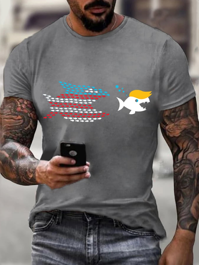 Men's Fun Fish Printed Casual T-shirt