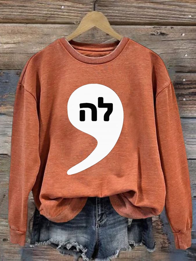 Women's comma la print crew neck sweatshirt