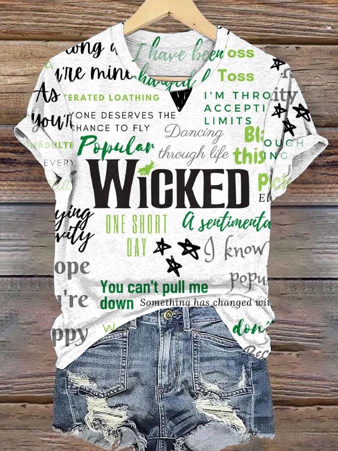 Women's Wicked Witch Print Round Neck T-Shirt