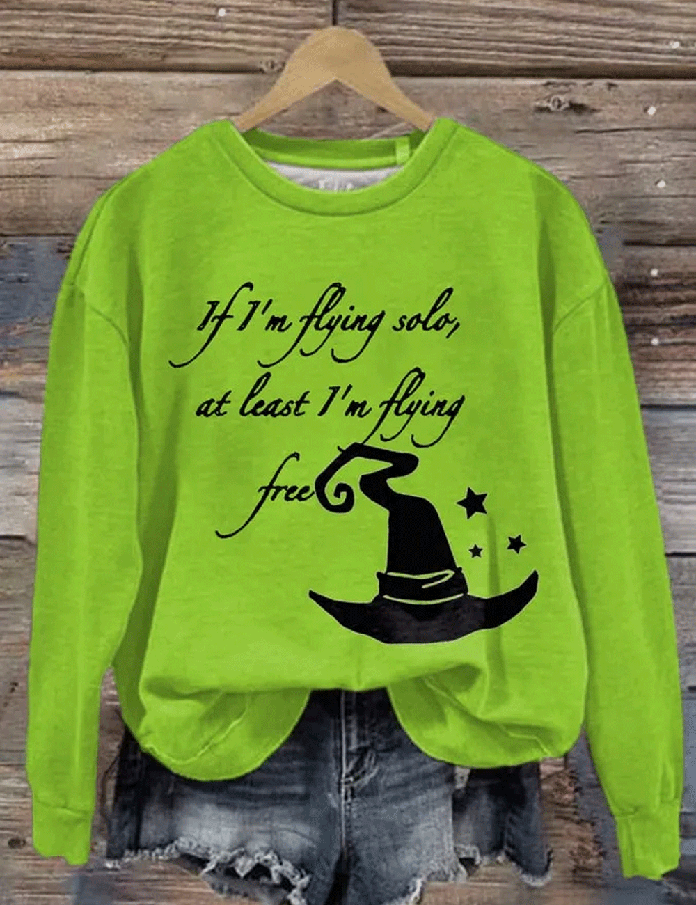 Women's If I'm Flying Solo At Least I'm Flying Free Printed Round Neck Sweatshirt