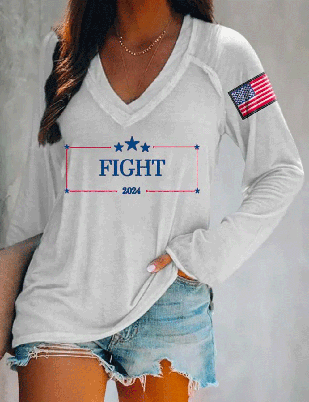 Fight 2024 V Neck Shirt