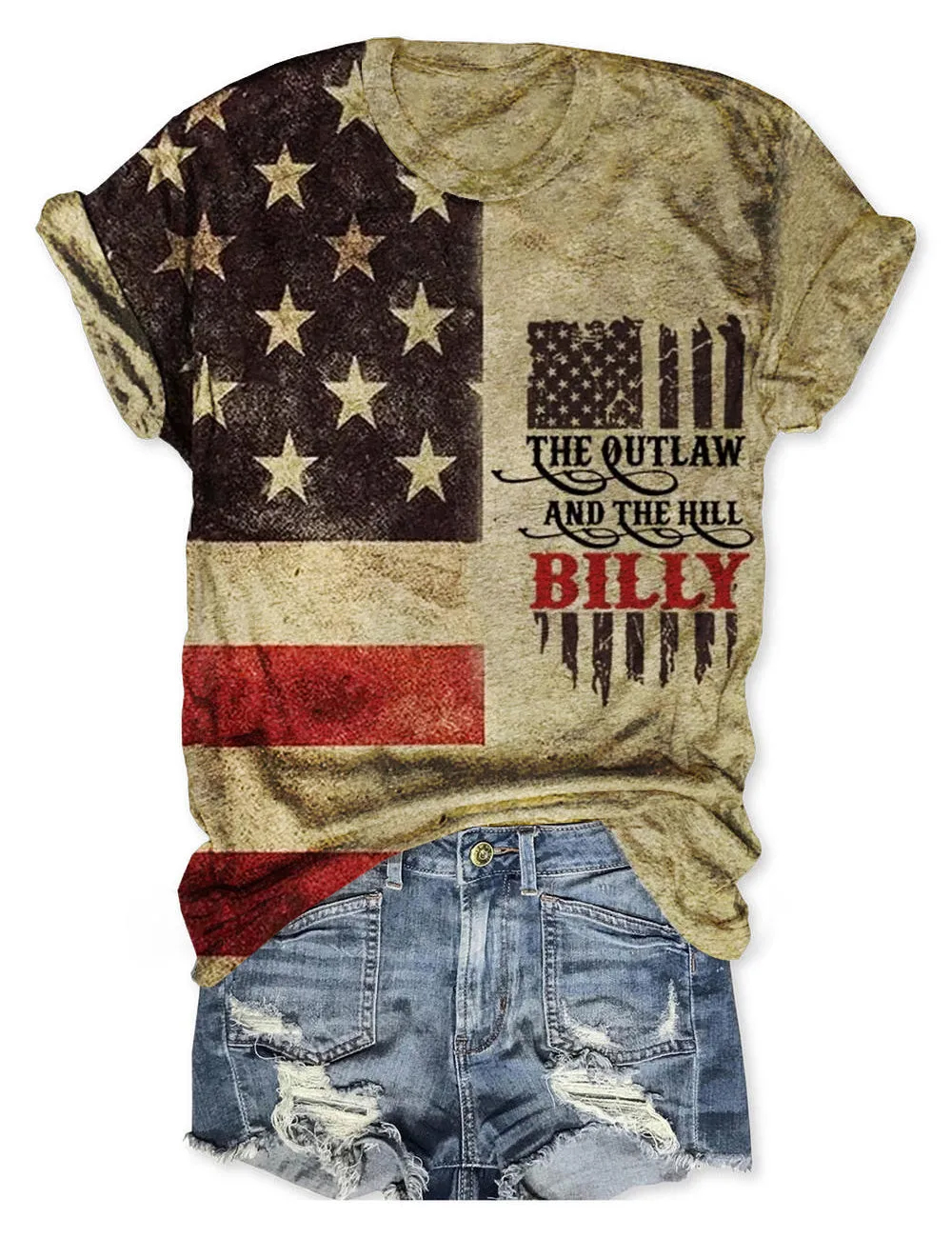 The Outlaw And The Hillbilly Crew Neck Tee