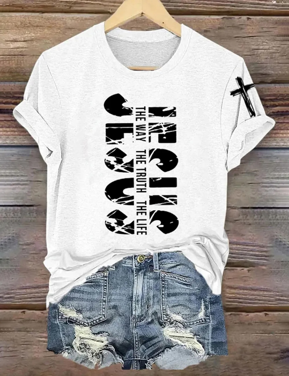 Women's The Way The Truth The Life Jesus Print T-Shirt