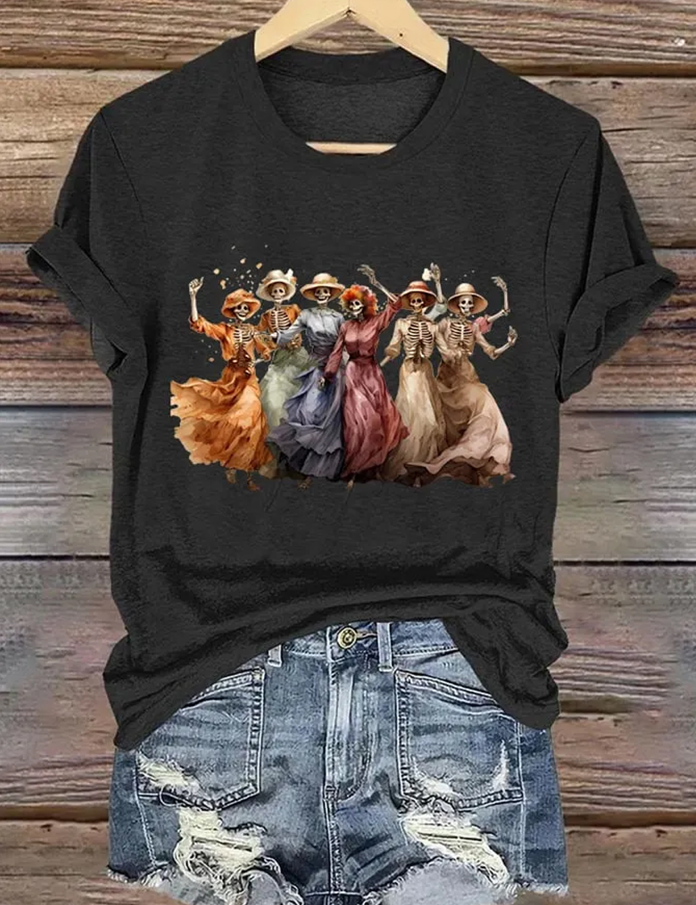 Women's Halloween Skull Print Casual T-Shirt