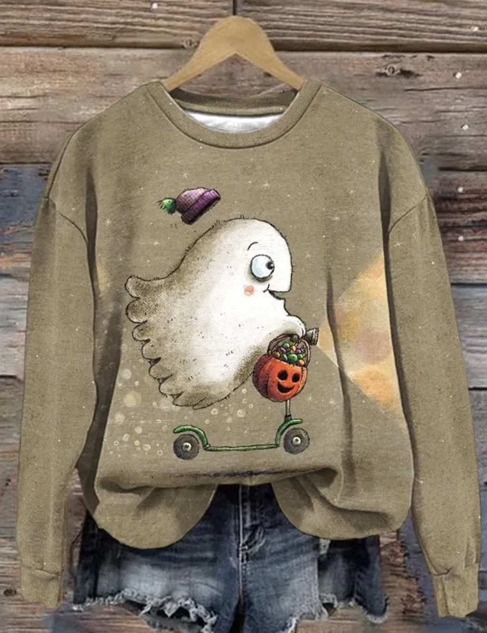 Women'S Funny Spooky Halloween Printed Sweatshirt