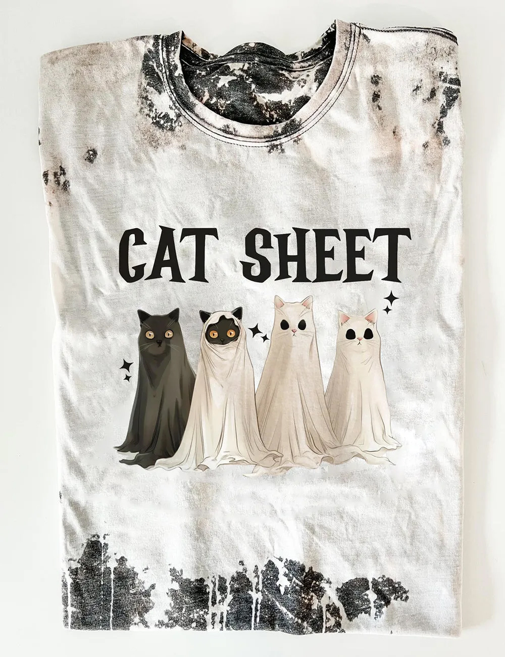 Women's Cat Sheet Print T-Shirt